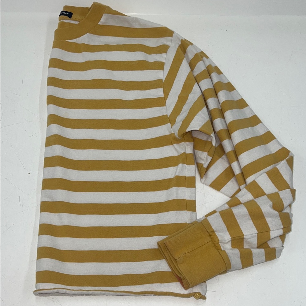 Brandy Melville Striped long sleeve T-Shirt golden yellow/white cropped